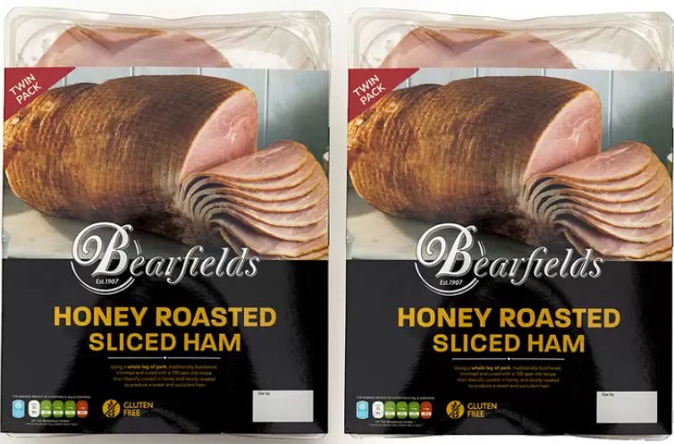 Bearfields Honey Roasted Sliced Ham, 2 x 450g (900g)